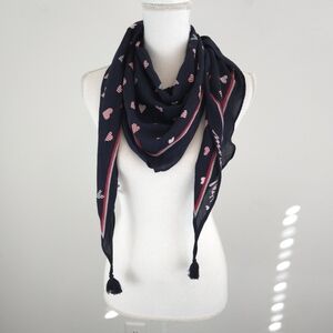 J. Jill Women's More Love Heart Print Elongated Diamond Scarf In Navy